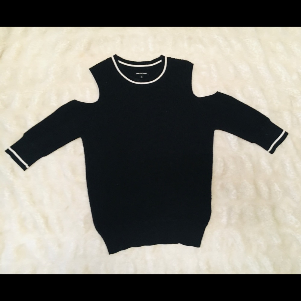 Black cold shoulder mod sweater
